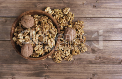 Walnuts in wooden bowl