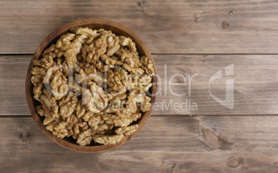 Walnuts in wooden bowl