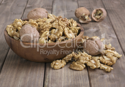 Walnuts in wooden bowl