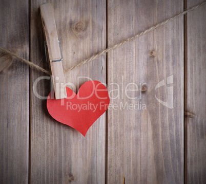 heart on a rope with clothespin