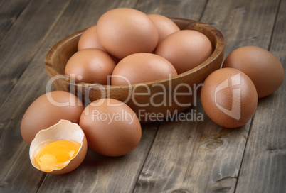 eggs in a wooden bowl