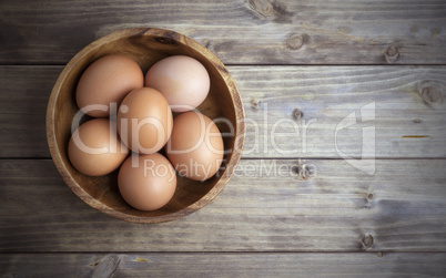 eggs in a wooden bowl