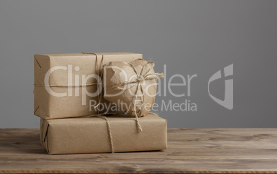 Heart and box wrapped in brown kraft paper