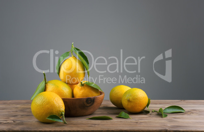 lemons with green leafs