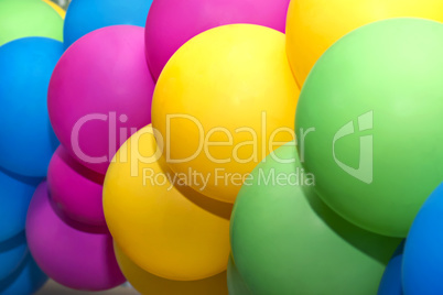 multicolored balloons closeup as background