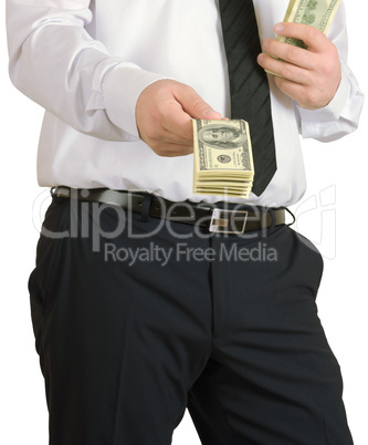 Businessman gives the money