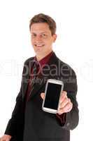 Man showing his cell phone.