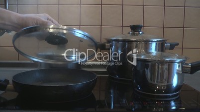 pot boiling on an electric stove