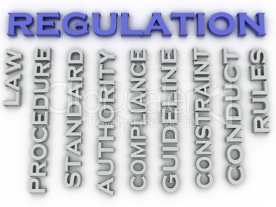 3d image Regulation issues concept word cloud background