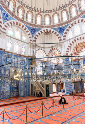 ISTANBUL - SEPTEMBER 21, 2014: Rustem Pasa Camii interior. The M