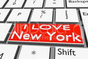 Computer keyboard with font I Love New York