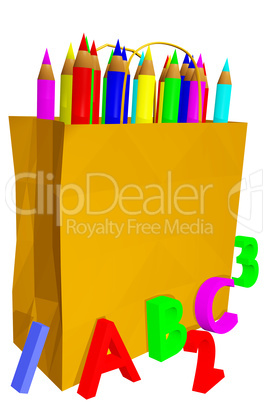 Shopping bag with school supplies