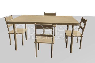 Table with four chairs