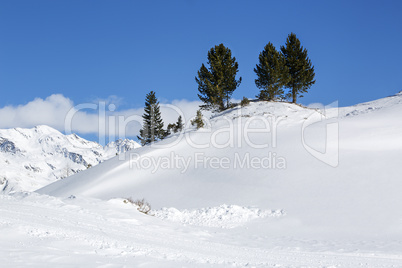 Snowy mountain landscape in the Austrian Alps