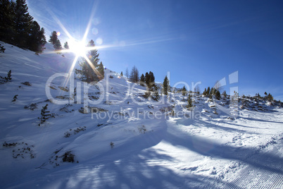 Snowy mountain landscape in the Austrian Alps