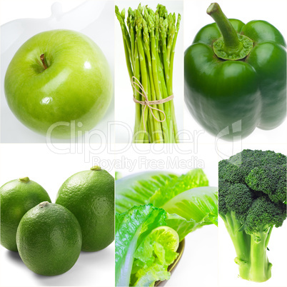 green healthy food collage collection