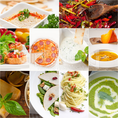 healthy and tasty Italian food collage