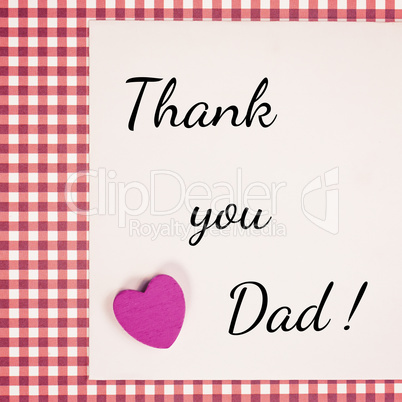 greeting card with cute heart - thank you dad