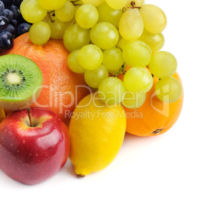 set of fruits isolated on white background