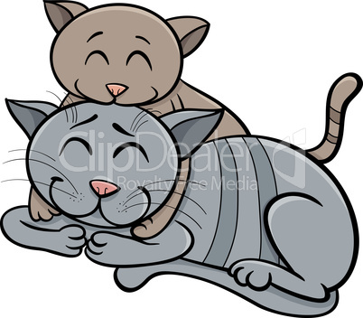 happy cat and kitten cartoon