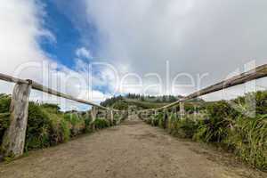 Footpath with Railing in Mountains