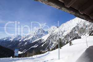 Beautiful view from a ski hut at the border crossing in Austria