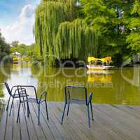 platform beside lake in park