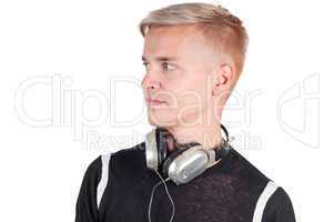Young handsome male with earphones