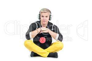 Man with headphones and vinyl