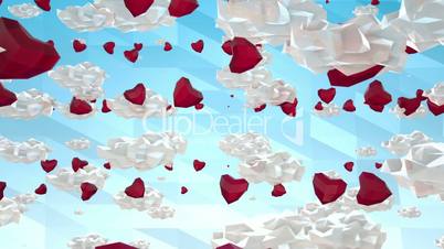 Lowpoly clouds and hearts