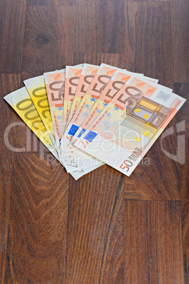 Euro banknotes on the table