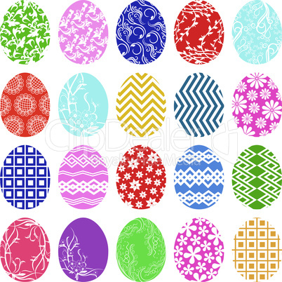 Twenty ornamental Easter eggs