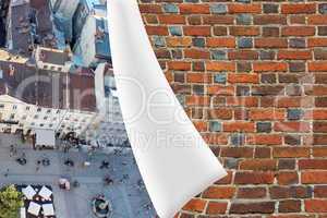 brick cuff on the beautiful panorama of Lvov city