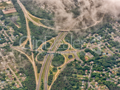 Aerial view of big interstate junction