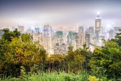 Hong Kong night skyline from Victoria Park