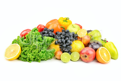 set fruit and vegetables isolated on white