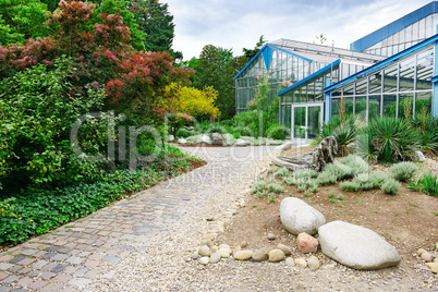 Greenhouse for tropical plants in the park