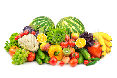 fruits and vegetables isolated on a white background