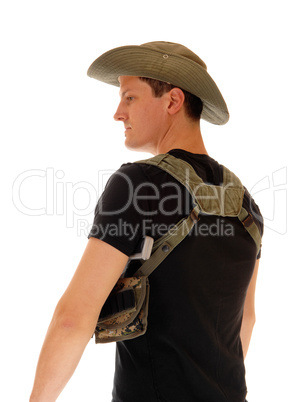 Soldier with gun holster.