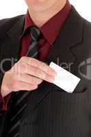 Man with business card.