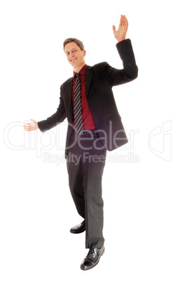 Happy dancing businessman.