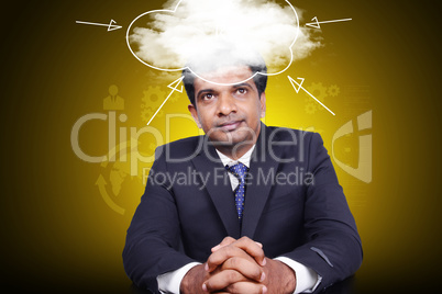 Business man thinking the cloud computing