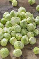 Brussels sprouts on wood