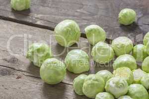 Brussels sprouts on wood