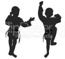 Silhouettes of two little boys