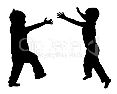 Silhouettes of two little boys