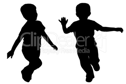 Silhouettes of two little boys