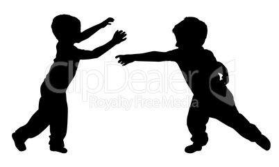 Silhouettes of two little boys