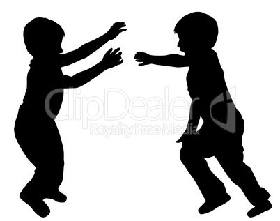 Silhouettes of two little boys
