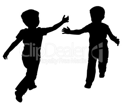 Silhouettes of two little boys